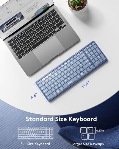 Samsers Wireless Foldable Bluetooth Keyboard with Numeric Keypad – Multi-Device Support for i OS, Android, Windows & Mac – Portable Travel-Friendly Design in Premium PU Leather, Effortless Typing Anywhere!