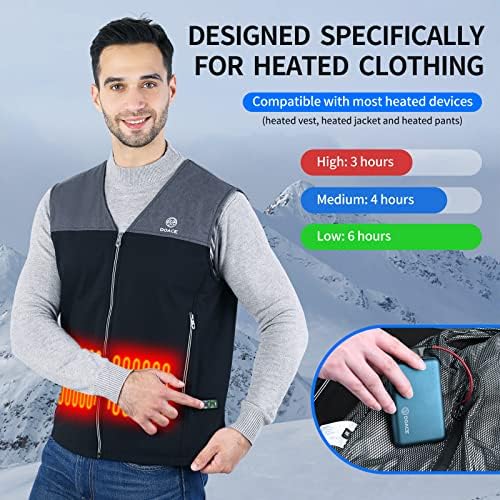 DOACE 10,000 m Ah Ultra-Fast Portable Charger – 18 W Power Bank with PD 22.5 W Type-C Input/Output for Rapid Device Charging – Ideal for Heated Jackets, Pants & Smartphones – Dual USB Outputs for Simultaneous Charging – Lightweight, Durable, and Travel-Friendly