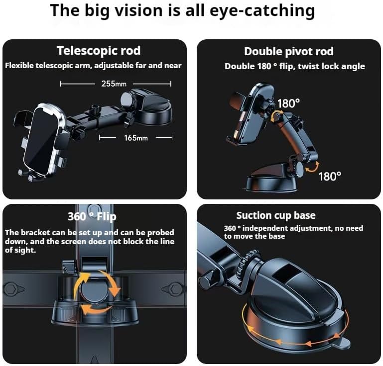 Universal Retractable Dashboard Phone Holder – Adjustable Mount for Smartphones with 360-Degree Rotation – Enhanced Safety for Hands-Free Navigation & Music Streaming – Sturdy, Easy-to-Clean Design Compatible with Most Devices – Perfect for Cars & Trucks – Experience Optimal Convenience on the Road