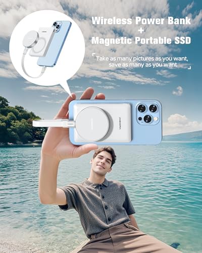 5000 m Ah Wireless Magnetic Power Bank with 15 W Fast Charging – Dual Device Charger for i Phone 16/15/14/13/12, Smartwatches & Earbuds – Compact Travel-Friendly Design with 20 W Output & Smart Safety Features for Reliable Power On-the-Go