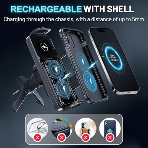 2025 Smart 2-in-1 Auto-Rotating Car Phone Holder & Wireless Charger – Foldable Mount with Fast Charging – Compatible with iPhone & Samsung Devices – Enhanced Compatibility and Speed
