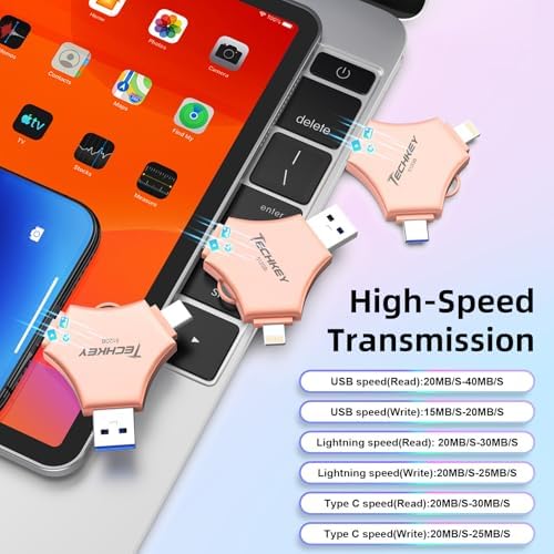MFi Certified 128 GB USB 3.0 Flash Drive – 3-in-1 External Memory Stick for i Phone, i Pad, Android & PC – High-Speed Data Transfer for Photos, Videos & Backup – Ultimate Portable Storage Solution for Effortless Data Management and Secure File Sharing