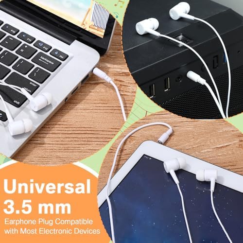 Xinnun 50-Pack Vibrant Multicolor Wired Earbud Headphones with Built-in Mic – Optimal Audio Solution for Students and Professionals, Perfect for Classrooms, Travel, and Leisure – Universal 3.5 mm Compatibility, Lightweight and Durable Design for Everyday Listening