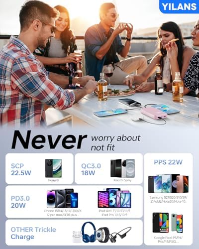 Extraordinary 42800 m Ah Portable Charger with Integrated Cables – 22.5 W PD Fast Charging Power Bank for i Phone 16/15/14/13/12 & Android – Charge Up to 6 Devices at Once with Advanced Safety Features – Optimal Travel Companion with User-Friendly LED Display Experience unparalleled charging capabilities with our cutting-edge 42800 m Ah portable power bank, designed for seamless compatibility with i Phones (16-11 series) and popular Android devices like Samsung S23/S22/S21. Featuring built-in cables (Type-C, i OS, Micro, USB-A), this all-in-one powerhouse eliminates the need for multiple cords and adapters, making it perfect for dynamic lifestyles. With lightning-fast 22.5 W PD fast charging technology, boost your i Phone 15 to 60% in just 30 minutes while safeguarding your devices with intelligent charging recognition. This versatile charger supports simultaneous charging for up to 6 devices, ideal for travel, camping, or outdoor adventures. The compact design (5.61”x2.88”x1.12”) and intuitive LED display ensure you’re always in control of your power needs. Stay connected and worry-free with built-in security features that monitor and prevent overcharging. Elevate your on-the-go lifestyle with this essential power bank!