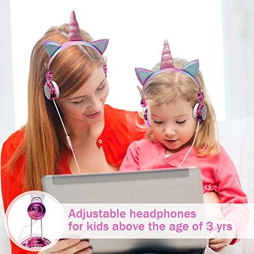 Magical Unicorn Over-Ear Headphones for Kids – Adjustable Wired Headset with Built-In Mic, Exceptional Sound Quality for School and Play – Ideal Gift for Girls and Teens’ Audio Adventures