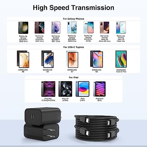 Dual 45 W Rapid Charge Kit with 10 ft USB C to C Cable – High-Performance Power Adapter for Samsung Galaxy S Series & Note Series – Unmatched Efficiency, Extended Cable Length, and Superior Safety Features for Fast Charging Needs