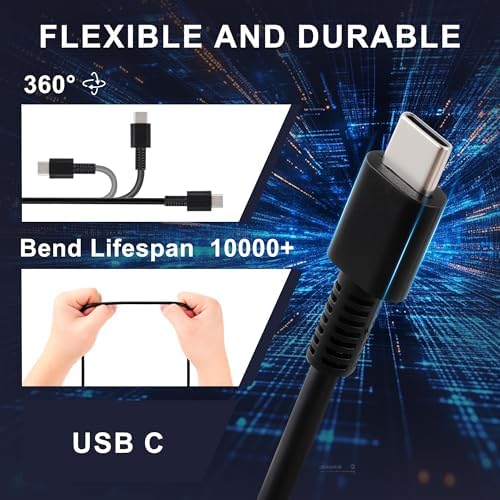 65 W USB-C Laptop Charger for HP Elite Book, ZBook, Envy, Spectre x360 & Chromebook – Ultra-Portable Fast Charging Adapter with Smart Safety Technology for Travel and Everyday Use – Versatile Compatibility with Intelligent Protection Features