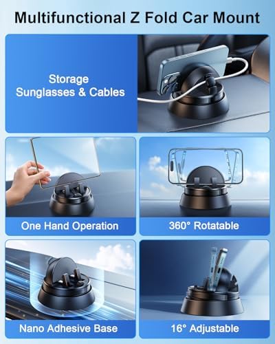 Transform Your Commute with the Premium 360-Degree Rotating Car Phone Holder – Perfectly Compatible with Samsung Galaxy Z Fold Series, i Phone 17/16/15 Pro Max, Plus, Mini, and Google Pixel 9 Pro Fold – Exceptional Stability, Effortless Installation for Hands-Free Navigation and Safety on the Road