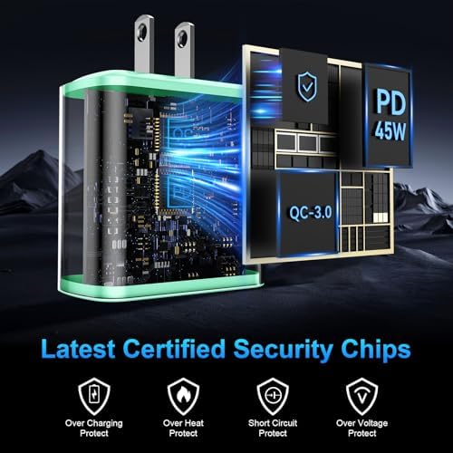 Super Fast 45 W Charger for Phone 16 Series with 10 FT Type C Cable – High-Speed USB C Power Block for Ultimate Compatibility and Enhanced Safety Features, Ideal for Phone 16, 16 Pro, 16 Pro Max, 16 Plus, 15, 15 Pro Max, Galaxy Devices – Portable and Reliable Charging Solution