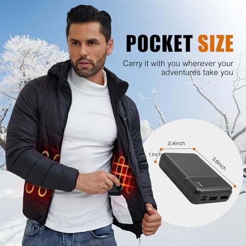 Ultimate 10000 m Ah Heated Vest Battery Pack – Fast Charging 5 V/2 A Power Bank for Electric Jackets, Coats & Hoodies – Lightweight, Portable Solution for Winter Comfort – Enhanced Compatibility with Heating Apparel (Excludes 7.4 V Clothing)
