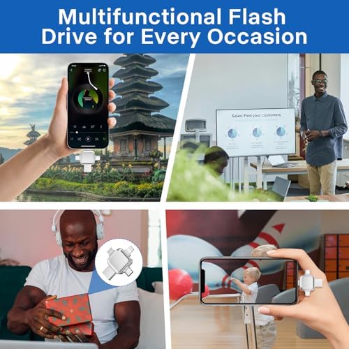 Revolutionize Your Data Storage with the LANSLSY 128 GB 4-in-1 Flash Drive – Effortless Compatibility for i Phone, i Pad, Android, PC, and Mac – No App Required for Instant Access! Enjoy Enhanced Transfer Speeds and 4 Versatile Ports: Lightning, USB Type-A, USB Type-C, and Micro USB. Perfect for Storing Photos, Videos, and Documents with Ease – Ideal for Students, Professionals, and Photographers on the Go! Compact and Stylish Pink Design Makes It a Must-Have Accessory for Your Tech Gear. Say Goodbye to Data Management Hassles and Keep Your Files Securely Accessible Anytime, Anywhere!