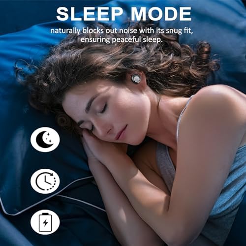 Revolutionary True Wireless Sleep Earbuds 2025 – Ultimate Comfort for Side Sleepers, Bluetooth 5.4 Connectivity, 53-Hour Playtime with Immersive 3 D Bass, Advanced Noise Cancellation, IP7 Waterproof Design for All-Night Relaxation, Quick USB-C Charging with LED Battery Indicator for Effortless Use