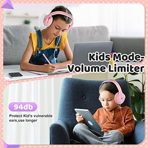 Safe & Stylish INFURTURE Kids Wired Headphones with Microphone – 94 d B Volume Limiting for Hearing Protection – Lightweight On-Ear Design Perfect for School, Travel & Home – Compatible with Tablets, Smartphones, PCs, and Kindles – Ideal Audio Experience for Boys and Girls