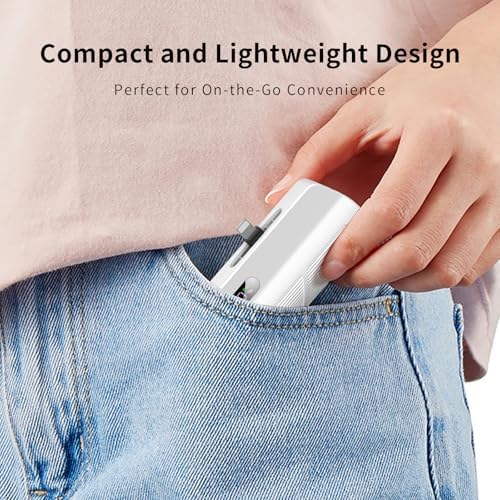 Sleek 5000 m Ah Portable Power Bank – Dual Port Fast Charging for Type-C & Apple Devices with Integrated Cables, Perfect Travel Companion for On-the-Go Charging – Lightweight Design for Effortless Mobility and Maximum Convenience