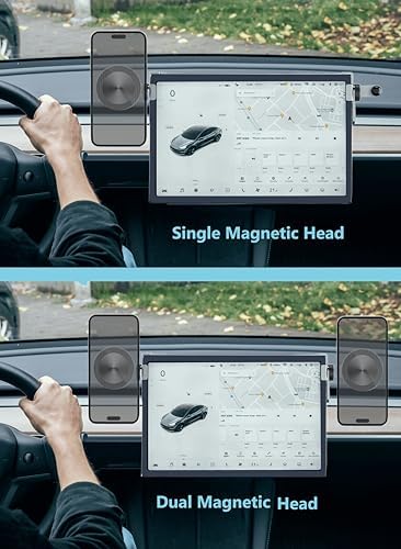 Tesla Car Mount (Single Magnetic Head) for Tesla Phone Holder Model Y & 3 Adjustable Aluminum Dashboard Stand, Tesla Phone Holder Compatible with iPhone 12-16 Series – Enhanced Compatibility and Speed