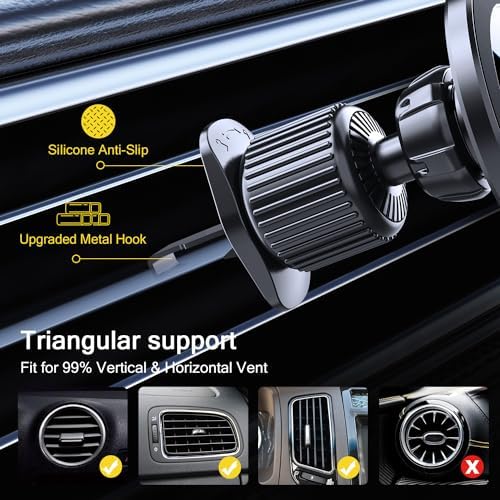 Mag Safe Car Vent Mount – Premium Magnetic Phone Holder for i Phone and Universal Devices – 360-Degree Adjustable View for Ultimate Hands-Free Driving Safety – Sleek Air Vent Design for Seamless Integration with Any Vehicle Interior – Boost Accessibility and Minimize Distractions While on the Road