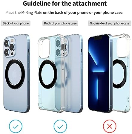 Sinjimoru for MagSafe Sticker, Magnetic Ring for Phone Case, Adaptor for MagSafe Magnet, 1000g Magnet Strength, Wireless Charging, M-Plate Black – Enhanced Compatibility and Speed