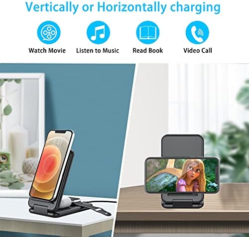 Ultimate 3-in-1 Foldable Fast Wireless Charger – Ultra-Portable Charging Station for i Watch, Air Pods Pro/2, and Qi-Compatible Smartphones – Speedy and Safe Power Hub for i Phone 13/12/11 & Samsung Galaxy S21/S20 with Chic Design and Enhanced Safety Features