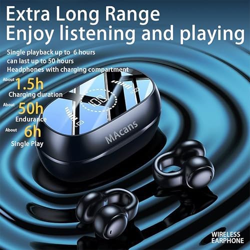 Revolutionary Air Conduction Wireless Earbuds with Open Ear Design – Sport-Ready Bluetooth 5.3 Headphones Featuring LED Power Display and Sweat Resistance for Active Lifestyles – Perfect for Jogging, Cycling, and Daily Commutes – Enhanced Compatibility and Superior Comfort in White