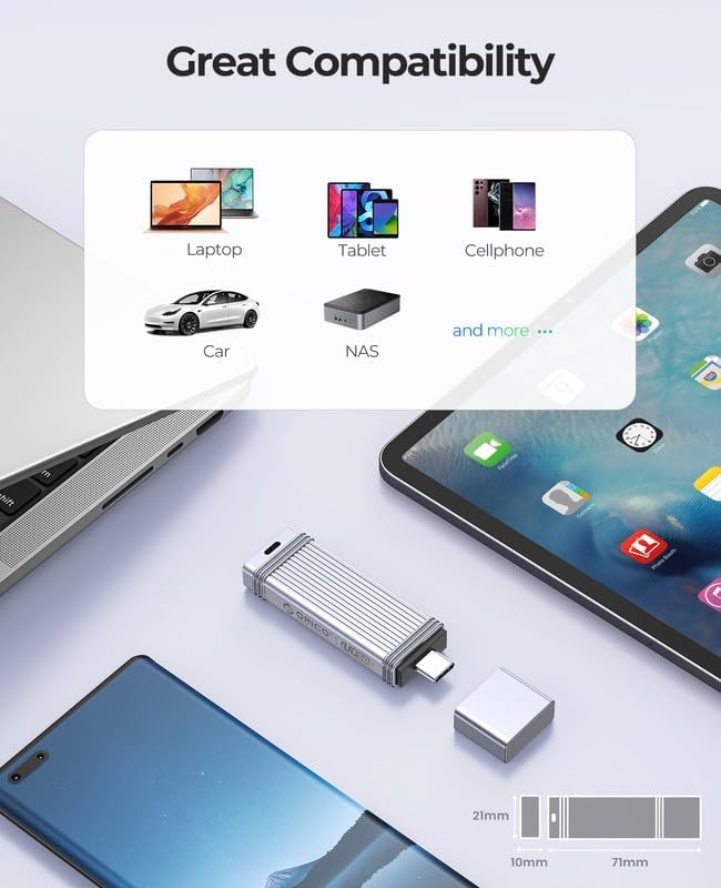 ORICO USB 3.2 512 GB Flash Drive – High-Speed 405 MB/s Memory Stick with Keychain, Durable Metal Design for Effortless Data Storage and File Transfers on Computer/Laptop