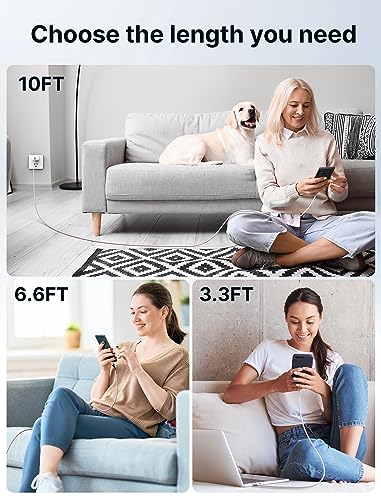 JSAUX Versatile 3-Pack USB C to USB C Cable Set – 100 W Fast Charging (10 ft, 6.6 ft, 3.3 ft) for Nintendo Switch, i Phone 16/15 Pro Max, Samsung Galaxy S25/S24, i Pad Pro – Durable, High-Speed Type C Charger Cables in Sleek Black Design for Ultimate Compatibility and Convenience