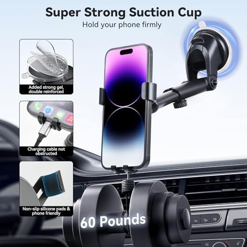 Experience the Ultimate Driving Convenience with UTEBIT Mag Safe Car Mount – 360° Rotating Magnetic Phone Holder for i Phone 15/14/13/12 Pro Max Plus & Universal Compatibility – Secure, Hands-Free Access for Safer Navigation and Calls