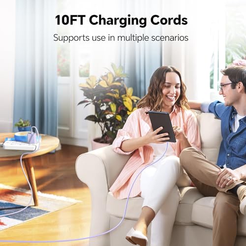 Ultra-Fast 60 W USB-C Charger Set – 3-Pack with 10 FT Charging Cables for i Phone 15/16 Pro/Max/Plus, i Pad Air/Pro, Samsung Devices – High-Speed Charging in Vibrant Red, Purple, Green – Maximum Compatibility & Convenience for On-the-Go Power Solutions