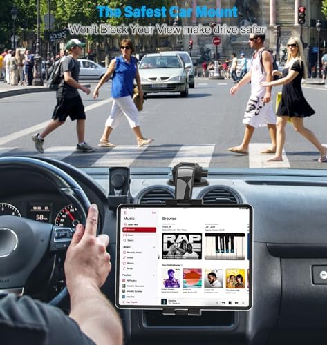 Universal Adjustable Dashboard Tablet Holder for Car – Secure Suction Mount for 4-13″ Devices, Including i Pad Pro, Galaxy Tabs & More – Enhanced Stability for Safe Driving and Entertainment on the Go