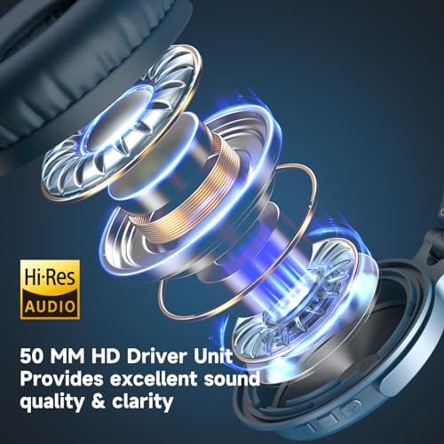 One Odio Studio Pro C Silver Over-Ear Bluetooth Headphones: Immerse Yourself in 110 Hours of Uninterrupted Wireless Audio with High-Performance 50 mm Neodymium Drivers for Rich Deep Bass and Crystal-Clear Sound; Effortlessly Portable Foldable Design Ideal for Travelers, Seamless Compatibility Across PCs, Phones, and Tablets for Ultimate Versatile Listening Experience