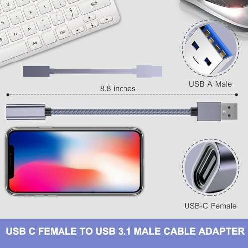 Transform Your Connectivity: Basesailor 3.3 FT USB 3.0 to USB-C Adapter Duo for Lightning-Fast Data Transfer and Universal Charging – Compatible with i Phone 16, i Pad Mini 7, Samsung Galaxy S24/S25, Z Fold/Flip – Exceptional 5 Gbps Speed, Durable Design for Everyday Use
