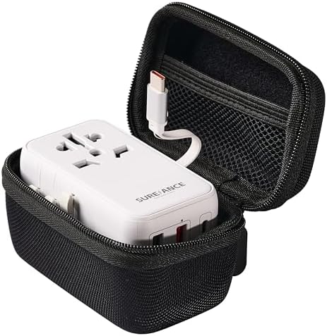 Universal 70 W Travel Adapter with 65 W Fast-Charging USB-C Cable – All-in-One Plug Converter for Seamless Global Connectivity – Versatile Power Solution for Europe, Spain, and Worldwide – Compact Design with Type A, C, G, I, J, D Outputs for Rapid Device Charging and Enhanced Compatibility