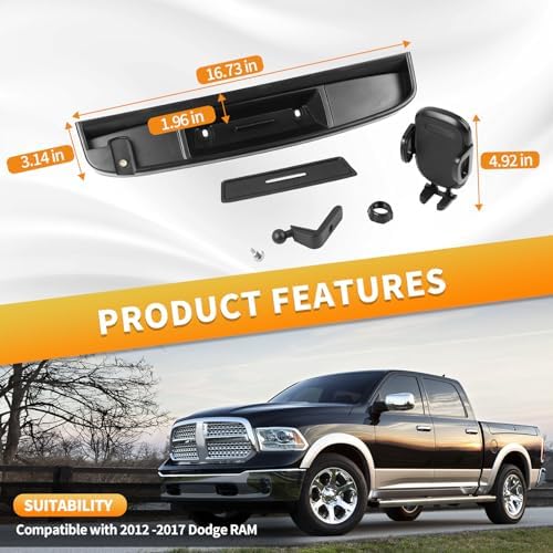 Transform Your Driving Experience with the Sturdy Multi-Mount Dash Phone Holder for 2012-2017 Dodge RAM – Effortless Smartphone Access & Efficient Storage Solution Enhance your vehicle’s functionality with our specialized Multi-Mount Dash Phone Holder, meticulously engineered for 2012-2017 Dodge RAM models. Constructed with a robust metal rod, this phone mount promises exceptional durability and stability, ensuring your device stays securely in place even on rugged roads. Seamlessly access your smartphone for navigation, music, and hands-free communication while maintaining complete focus on your driving. This versatile accessory accommodates a variety of smartphone sizes and features an integrated storage tray for essential items, decluttering your space and enhancing organization. Enjoy quick, tool-free installation for immediate use. Crafted with premium materials, this phone holder combines practicality with a sleek aesthetic, making it an indispensable accessory for every Dodge RAM enthusiast. Upgrade your daily commute with this essential smartphone solution engineered for both style and functionality.