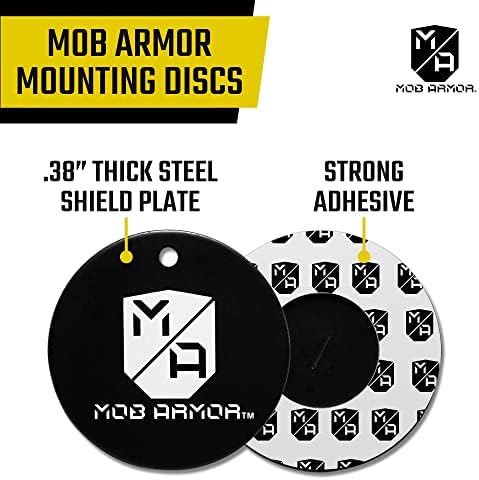 Mob Armor Magnetic Phone Mount Plates – High-Strength Adhesive Steel Discs for Ultimate Hands-Free Navigation & Car Mount Compatibility – 2-Pack Black Vehicle Accessory for Effortless Device Attachment