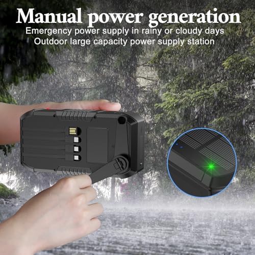 Ultimate Solar Power Bank 66800 m Ah with Hand Crank & 4 Charging Cables – 22.5 W Fast Charge for Camping, Emergency Preparedness, and Outdoor Adventures – Equipped with SOS Strobe Light, Strong Flashlight, and Compass – Rugged & Reliable Portable Charger for All USB Devices
