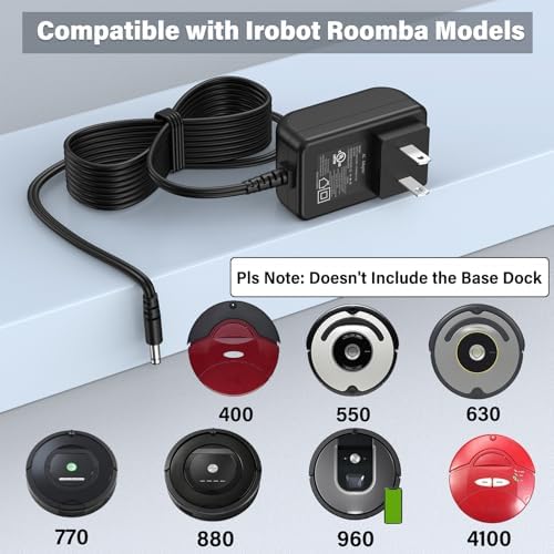 Premium 22.5 V Roomba Charger – High-Efficiency AC/DC Power Adapter for i Robot Vacuums (400, 500, 600, 700, 800 Series) – Boost Cleaning Performance with Reliable, Fast Charging and Enhanced Lifespan Safety Features