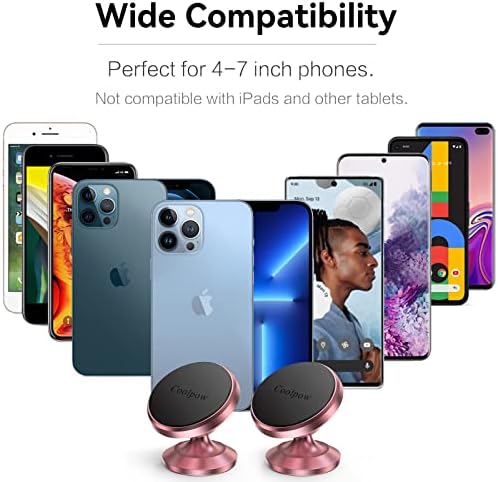 Introducing the Coolpow Magnetic Car Phone Holder – 2-Pack | Ultra-Strong Magnet for Secure Smartphone Mounting | 360-Degree Rotatable Dash Accessory for i Phone & Samsung | Includes 4 Versatile Metal Plates for Universal Compatibility | Effortless Installation for Safer Driving Experience | Enhance Your Car’s Interior with Sleek Design and Reliable Functionality | Ideal for Navigation, Hands-Free Calls, and Music Streaming | Elevate Your Automotive Accessories for Maximum Convenience and Safety on the Road