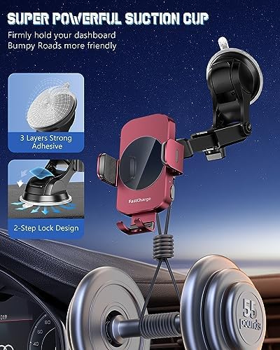 Smart Wireless Car Charger & Auto-Clamping Phone Holder – Fast Charging 3-in-1 Mount for i Phone 11-16 & Samsung Galaxy S23-S9+ – Enhanced Compatibility, Hands-Free Navigation, and Adjustable Viewing Angles for Optimal Convenience