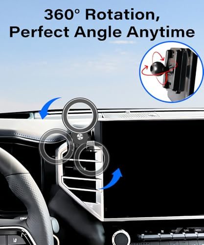 Magnetism 360° Rotating Car Phone Holder for 2022-2025 Toyota Tundra & 2023-2025 Sequoia – Premium Mag Safe-Compatible Smartphone Mount, Effortless Tool-Free Installation, Durable Design for Hands-Free Navigation and Ultimate Driving Safety