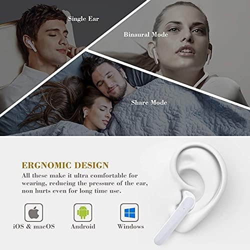 Ultimate Wireless Earbuds with Bluetooth 5.0 – IPX8 Waterproof, 3 D Stereo Sound, Auto-Pairing for Android/Samsung/i Phone – Ergonomic Design with Built-in Mic & Compact Charging Case for Active Lifestyles (White)