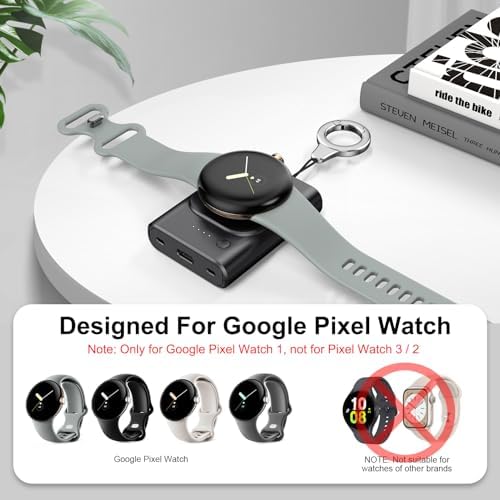 1800 m Ah Magnetic Wireless Charger for Google Pixel Watch 1 – Ultimate Portable Charging Solution with Keychain, Fast Charging & Exclusive Compatibility, Perfect for Active Lifestyles