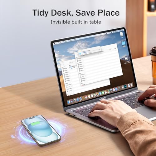 Sleek Wireless Magnetic Charger Desk Mount – 15 W Fast Mag-Safe Charging Pad for i Phone 16 Pro Max, Plus 15, 14, 13, 12 Series – Space-Saving Recessed Design for Organized Workspaces – Qi-Certified Fast Charging Solution with Enhanced Compatibility