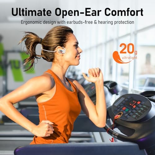 Revolutionize Your Workout with Open Comfy CF201 Bluetooth Headphones – Lightweight Open-Ear Design for Ultimate Ambient Awareness and Premium Sound – Perfect Wireless Earbuds for Running, Gym, and Outdoor Adventures – Sleek White Aesthetic for Style and Safety