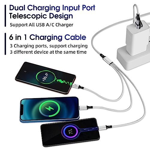 Versatile 6 in 1 Multi Charging Cable [3 Pack, 4 FT] – Durable Nylon Braided Fast Charging Cord for USB A/C, Micro USB, and Lightning Devices – Universal Phone Charger for Home, Office, and Travel – Enhanced Compatibility for All Smartphones and Tablets