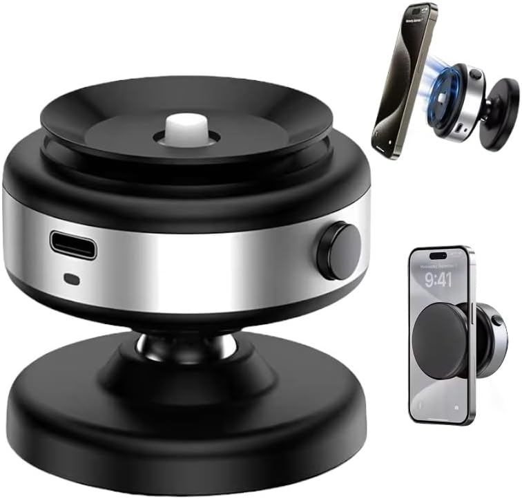 Revolutionary 360° Magnetic Phone Mount with Electric Vacuum Suction – Versatile Hands-Free Holder for Car, Gym, and Home Use, Seamlessly Compatible with Mag Safe i Phones and Various Smartphones, Ensures Ultimate Stability and Convenience for All Smooth Surfaces