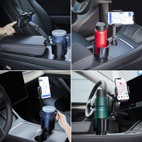 Revolutionize Your Driving with the This Hill Adjustable Car Cup Holder Expander and 360° Rotating Phone Mount – Universal Fit for All Smartphones, Including i Phones, for Ultimate Navigation and Connectivity Safety