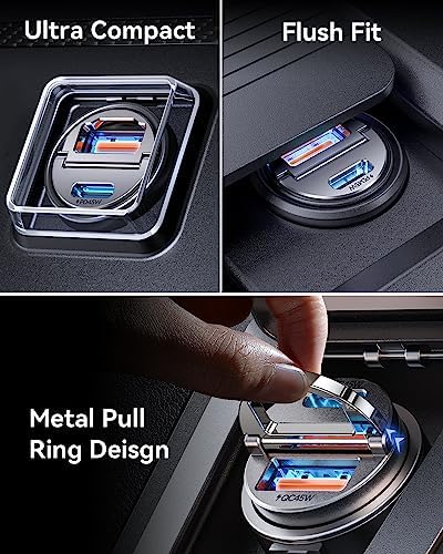 MRGLAS 90 W USB-C Car Charger: Ultra-Fast PD45 W & QC45 W Compatibility with 3.3 ft Type C Cable, Durable All-Metal Design, Flush Fit for Seamless Integration in Vehicles – Ideal for i Phone 16/15, Samsung S25/S24/S23 Ultra, Pixel 8/8 Pro/7 – Power Up on the Go!