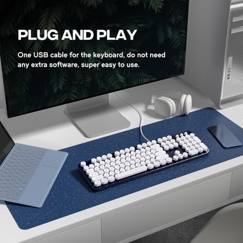 Experience Ultimate Clarity with the Large Print Wired Office Keyboard – 104 Full-Sized Typewriter Keys for Enhanced Visibility, Ergonomic Design, and Instant USB Plug & Play Compatibility for Windows and PCs – Perfect for Home and Office Use