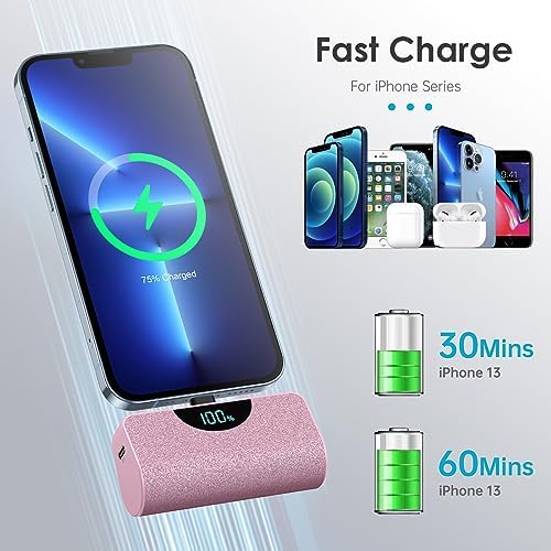 Ultra-Compact 5200 m Ah Power Bank for i Phone – 20 W PD Fast Charging Mini Portable Charger for i Phone 14 Pro Max/14/13/12/11/XR/X/8/7/6/SE – Lightweight Battery Pack with Intelligent Charging Technology for On-the-Go Power