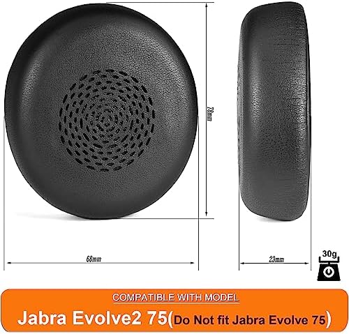 Premium Defean Memory Foam Ear Pads for Jabra Evolve2 75 – Ultimate Replacement Cushions for Superior Comfort and Acoustic Performance – Compatible with Evolve2 75 PC Wireless Headset – Durable Protein Leather Construction for Extended Lifespan and Enhanced Sound Isolation