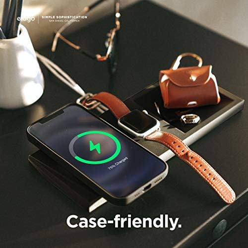 elago Dual Charging Tray for Mag Safe and Apple Watch – Stylish Jean Indigo Organizer for i Phone 16/15/14/13/12 & Air Pods – Compact Desk Solution for Enhanced Cable Management – Customizable Setup Without Charging Cable Included – Premium Quality for Modern Tech Enthusiasts